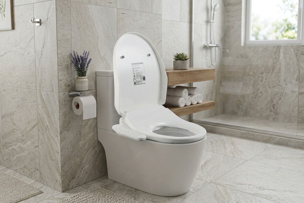 Cover-Smart-Toilet-Seat-in-a-bathroom