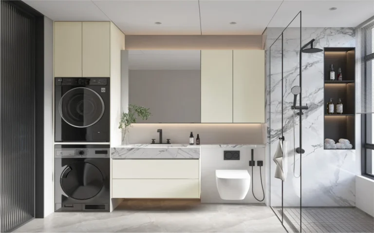 Bathroom Vanity With Integrated Laundry Space