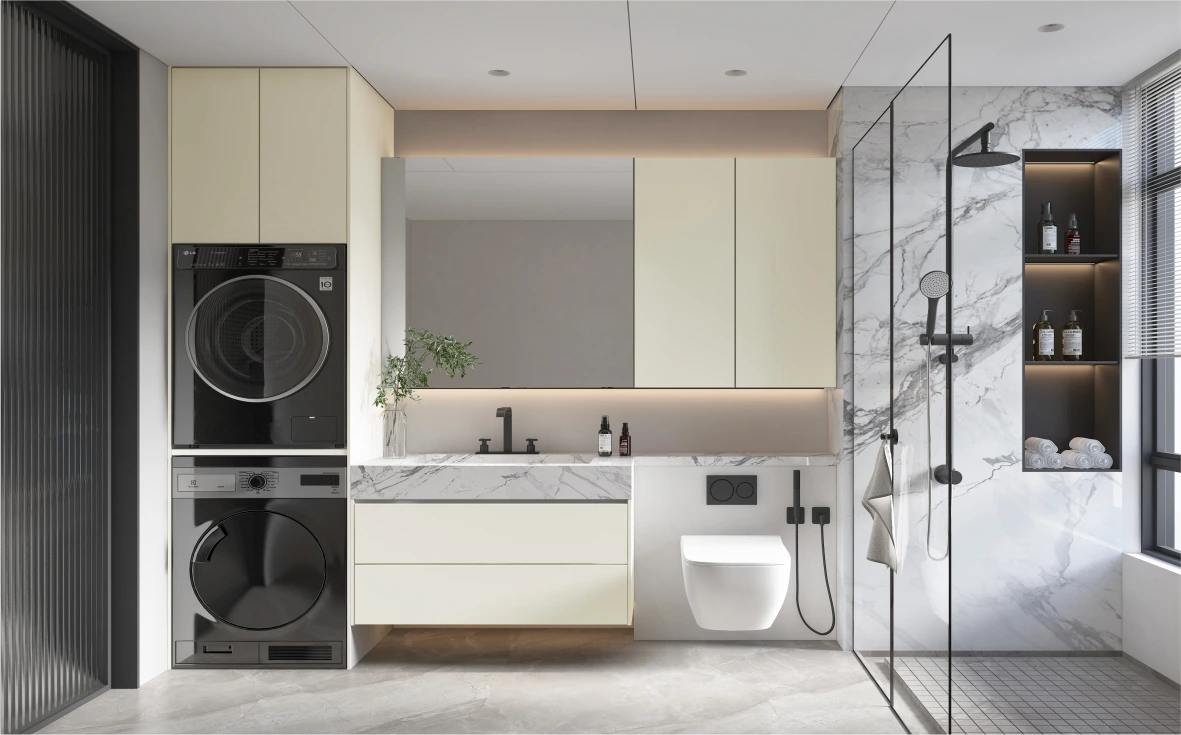 Bathroom Vanity With Integrated Laundry Space Bathroom Vanity With Integrated Laundry Space